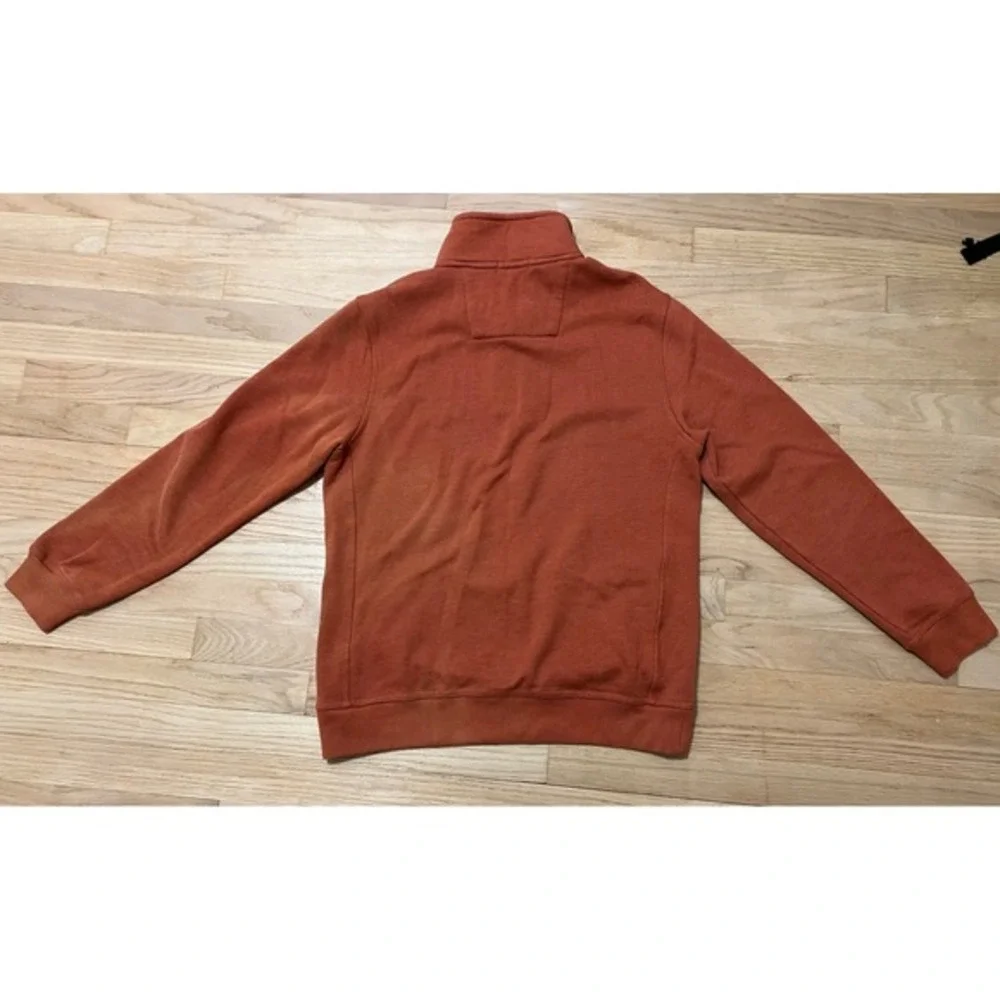 Arrow Men's Sherpa Lined Snap Neck‎ Pullover Sweatshirt Rust Orange